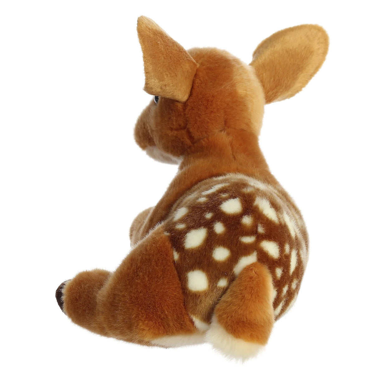 Aurora Miyoni Deer fawn plush stuffed animal featuring a spotted tan coat and expressive ears in a resting pose.
