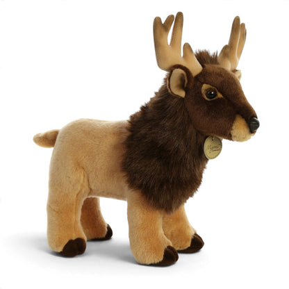 Aurora Miyoni Elk stuffed animal featuring rich brown and tan fur and impressive antlers.