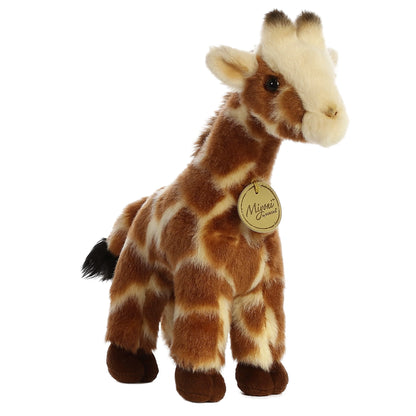 Aurora Miyoni Giraffe plush stuffed animal featuring golden-brown fur with warm brown spots and standing ears.9inch