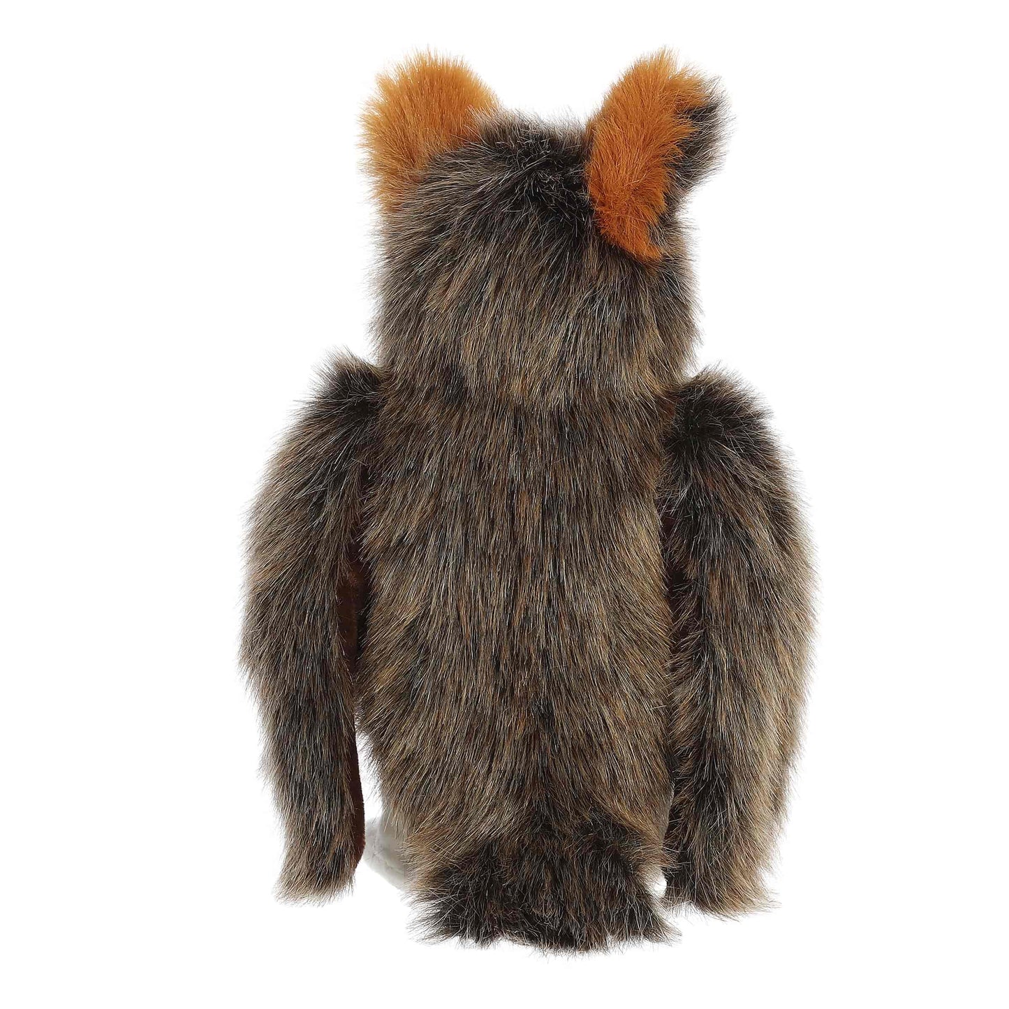 Back view of Aurora Miyoni Great Horned Owl 11-inch plush soft toy