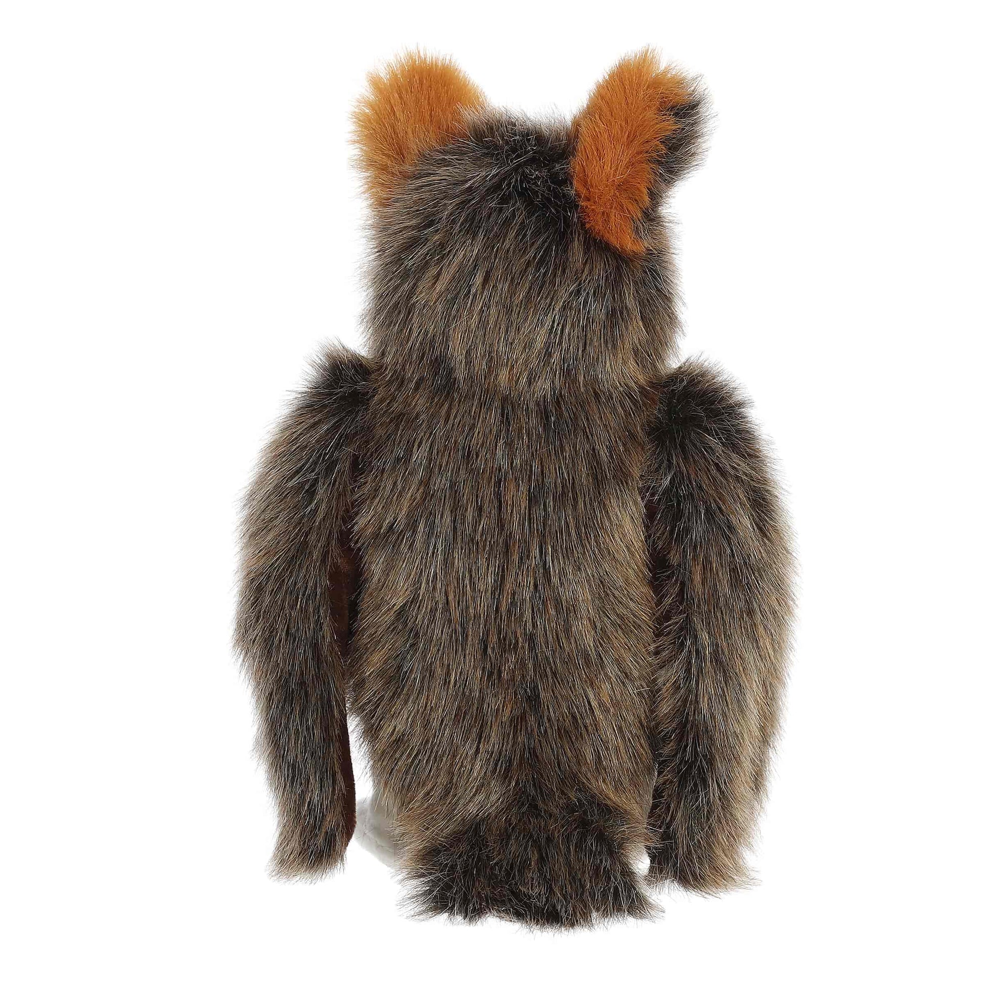 Back view of Aurora Miyoni Great Horned Owl 11-inch plush soft toy