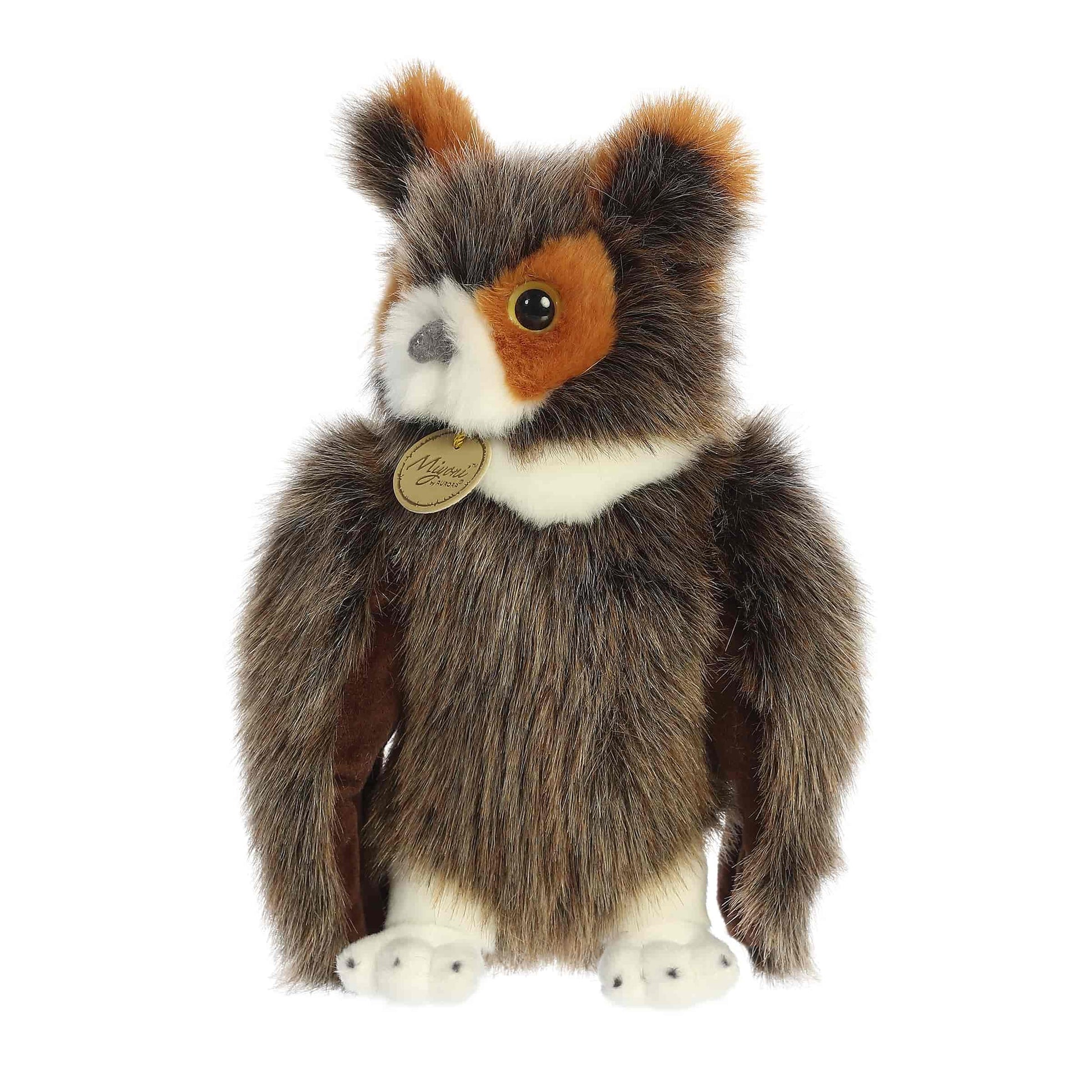 Front view of Aurora Miyoni Great Horned Owl 11-inch plush soft toy