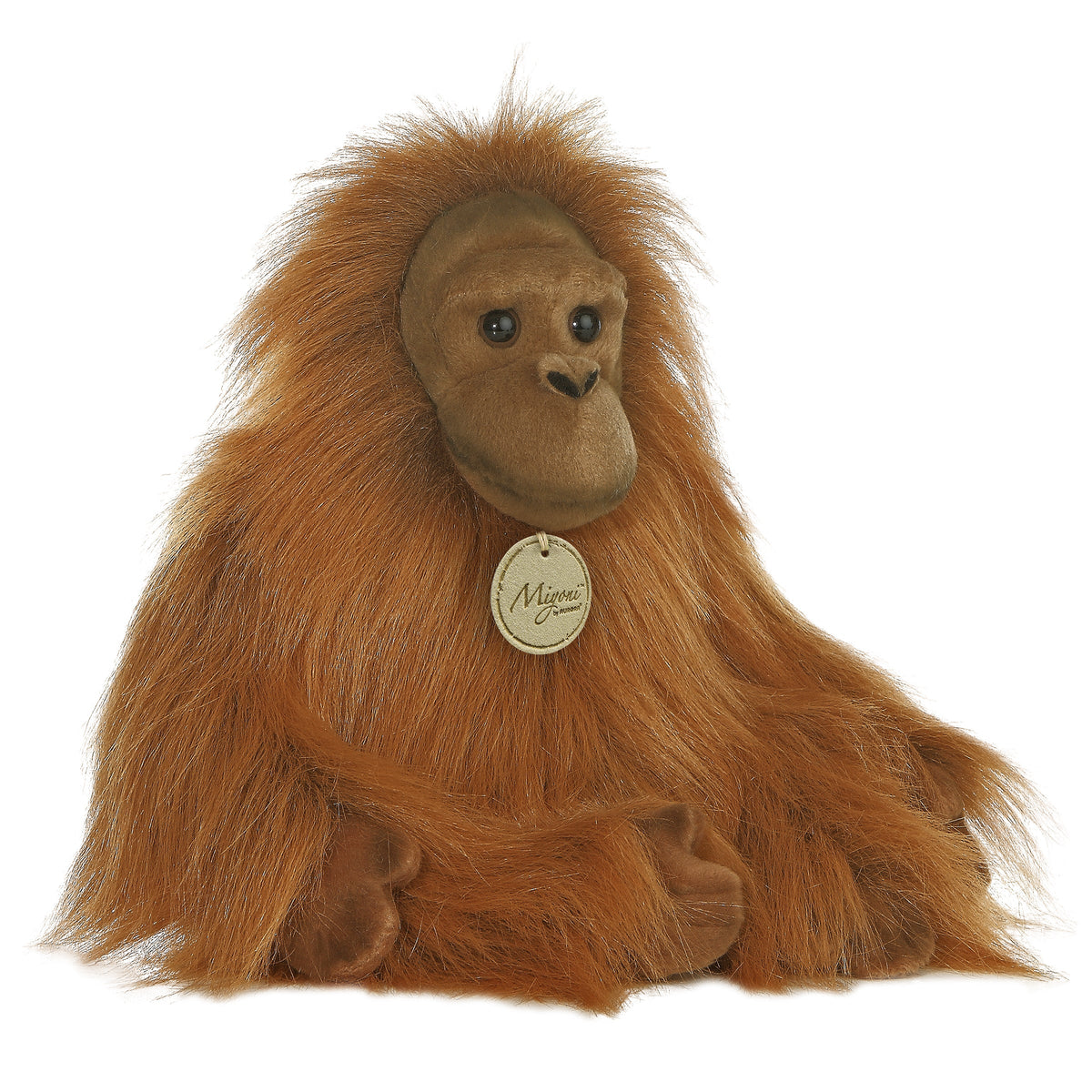 Aurora Miyoni Orangutan plush stuffed animal featuring realistic reddish-brown fur and long arms sitting upright.