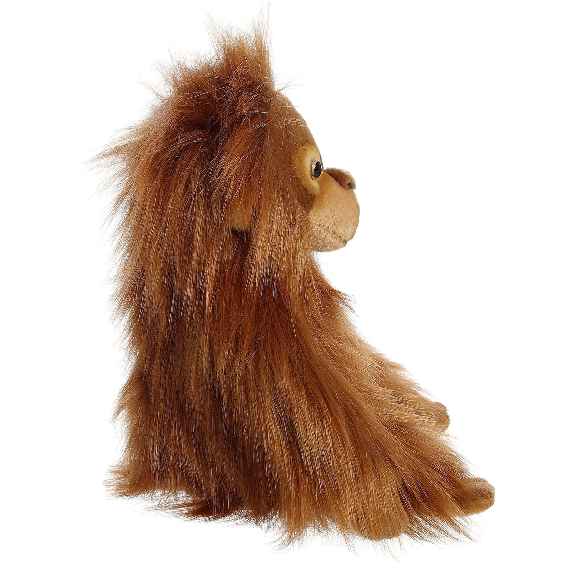 Aurora Miyoni Tots Baby Orangutan plush stuffed animal featuring a deep auburn coat and expressive eyes.