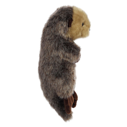 Aurora Miyoni Tots Baby Sea Otter plush stuffed animal featuring soft textured fur and an inquisitive face.