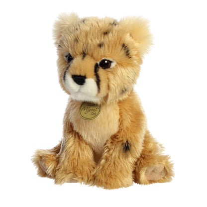 Aurora Miyoni Tots Cheetah Cub plush animal featuring spotted golden fur and a golden Miyoni chest tag.