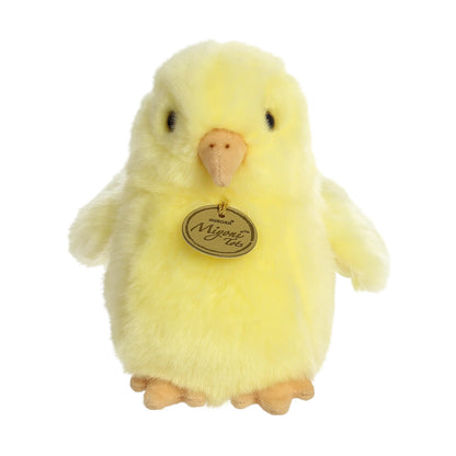 Aurora Miyoni Tots Chick plush stuffed animal featuring bright yellow fluffy fur and realistic baby bird features.