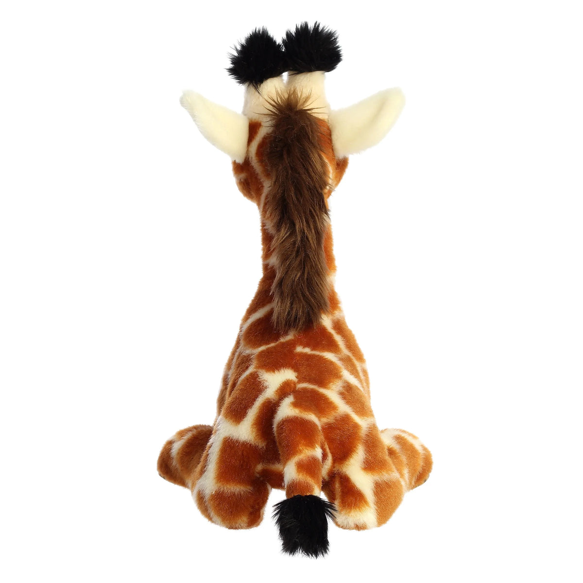 Aurora Miyoni Tots Giraffe Calf plush stuffed animal featuring realistic brown patterned patches in a resting pose.