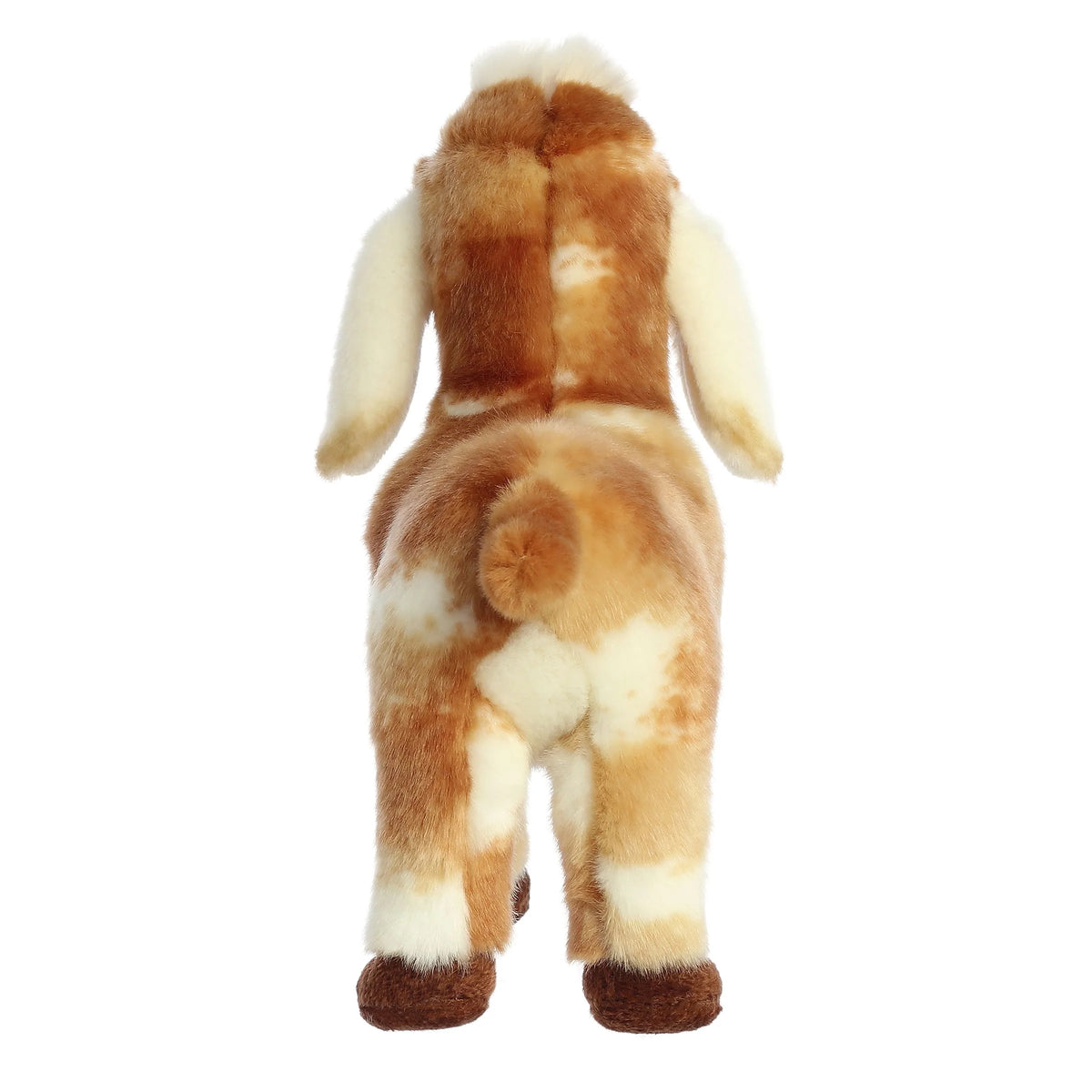 Aurora Miyoni Tots Nubian Goat Kid plush stuffed animal featuring soft tan and white fur and lovable floppy ears.
