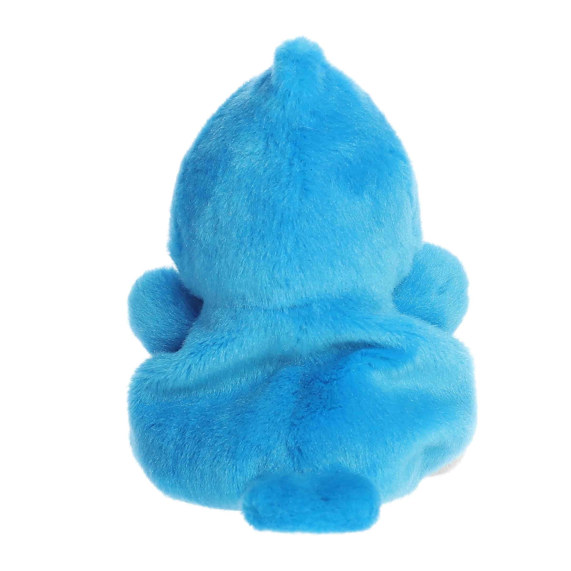 Back view of Aurora Palm Pals Chatters Blue Jay, a small blue bird plush.