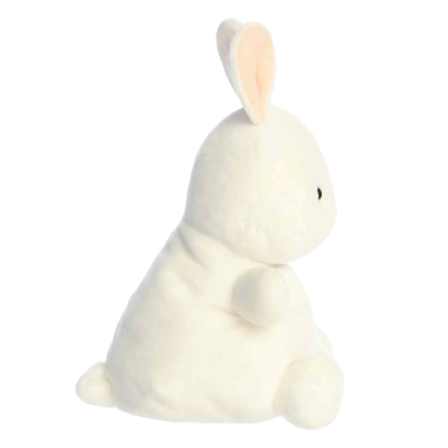 Side view of Aurora Palm Pals Cottontail Bunny, a giant 13-inch white rabbit plush.
