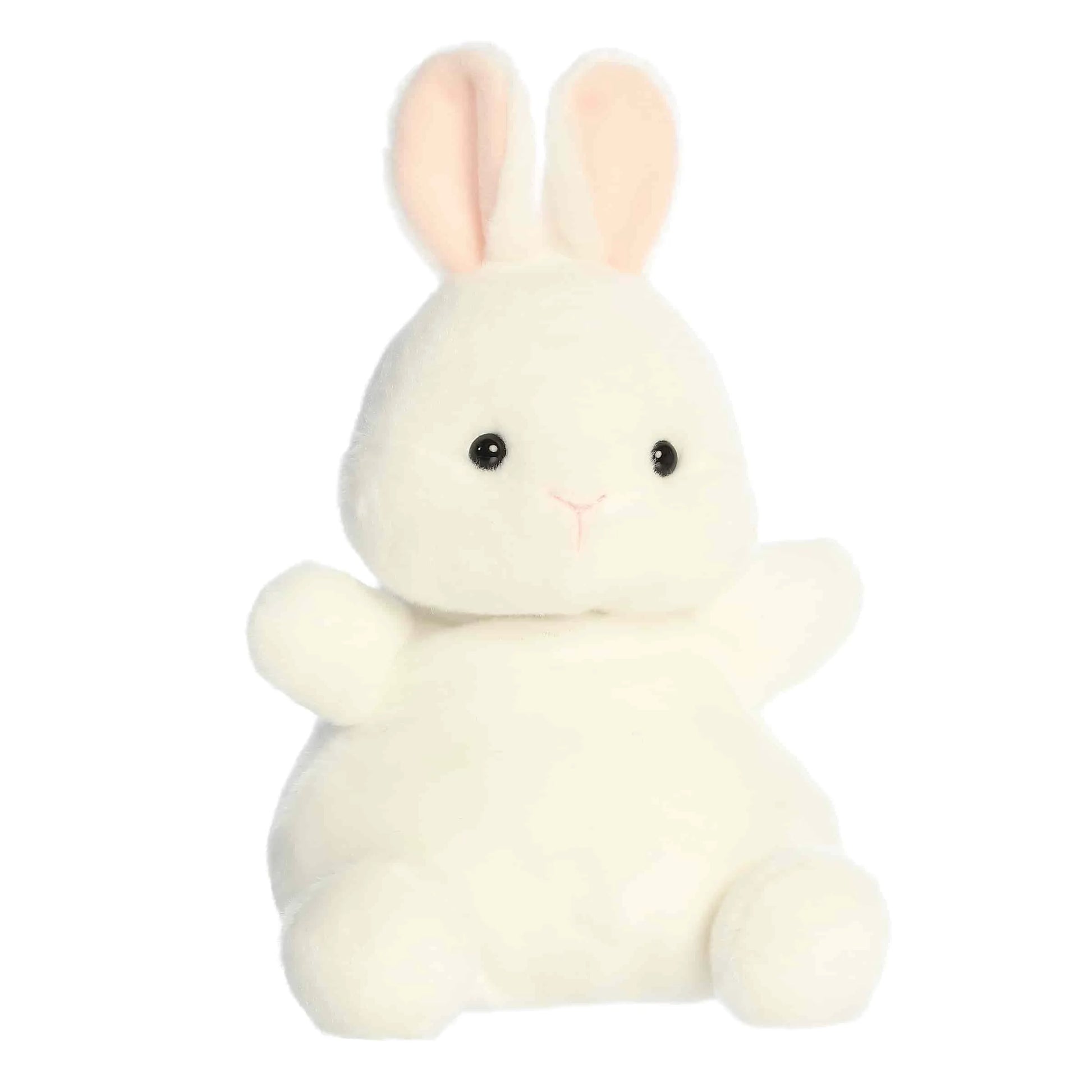 Angled view of Aurora Palm Pals Cottontail Bunny, an 8-inch white rabbit plush.