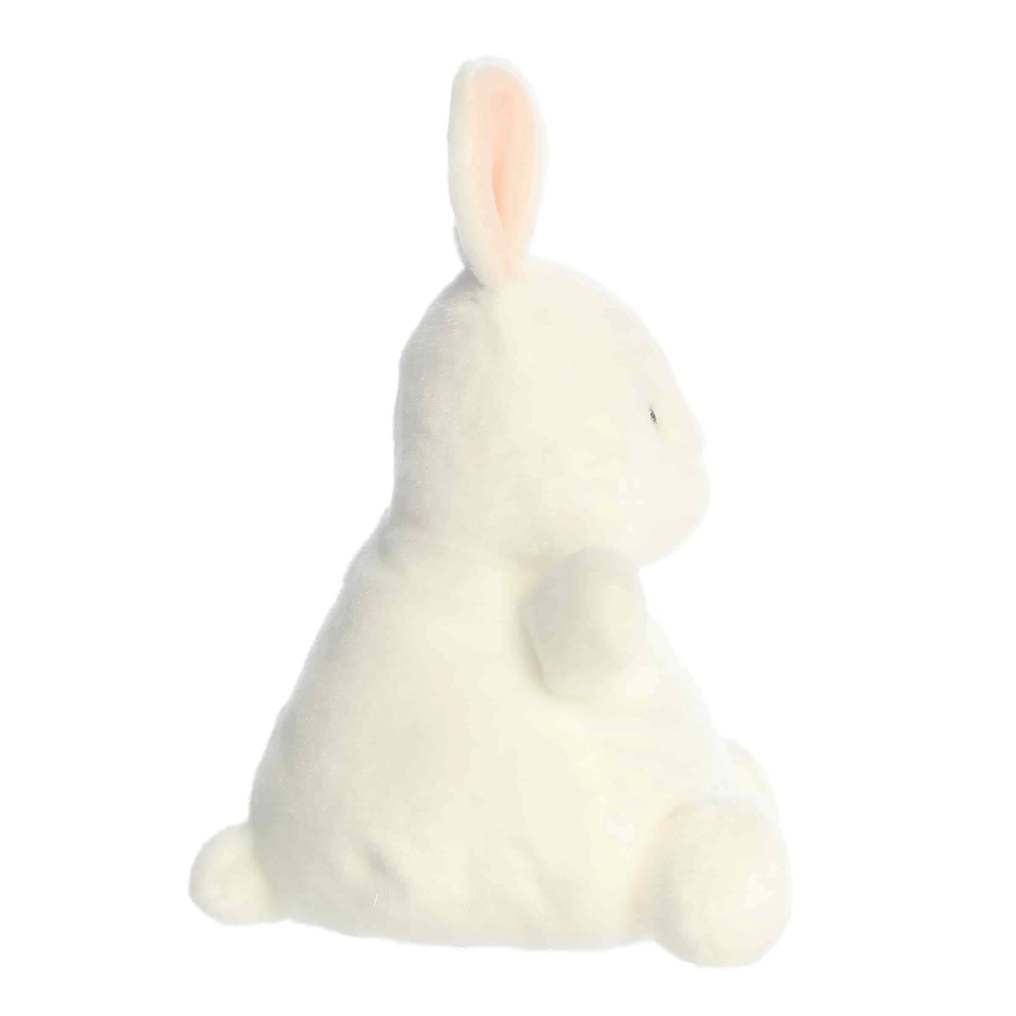 Side view of Aurora Palm Pals Cottontail Bunny, an 8-inch white rabbit plush.