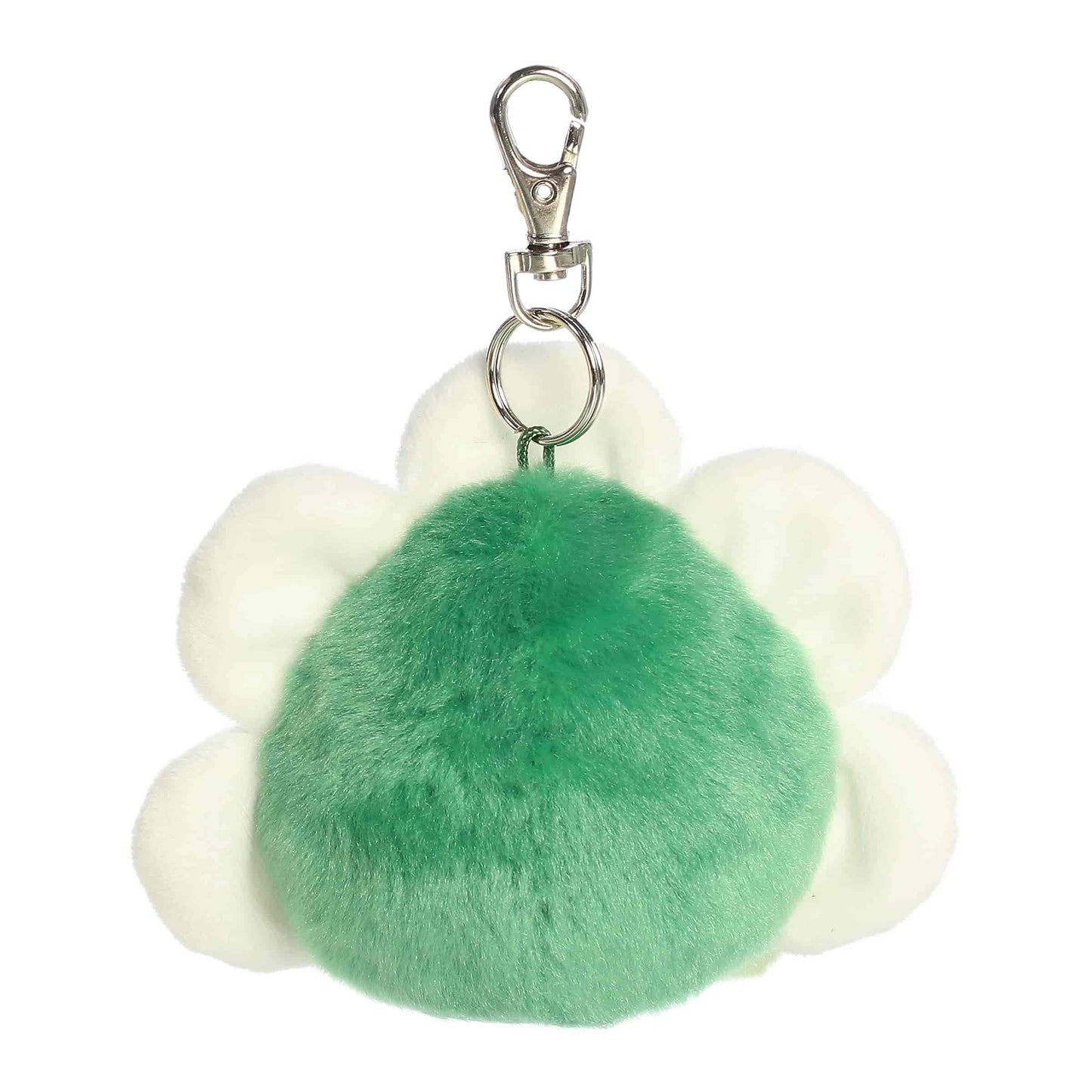 Aurora Palm Pals plush clip-on featuring Deon the Daisy, a smiling flower with white petals, a yellow center, and green leaves.