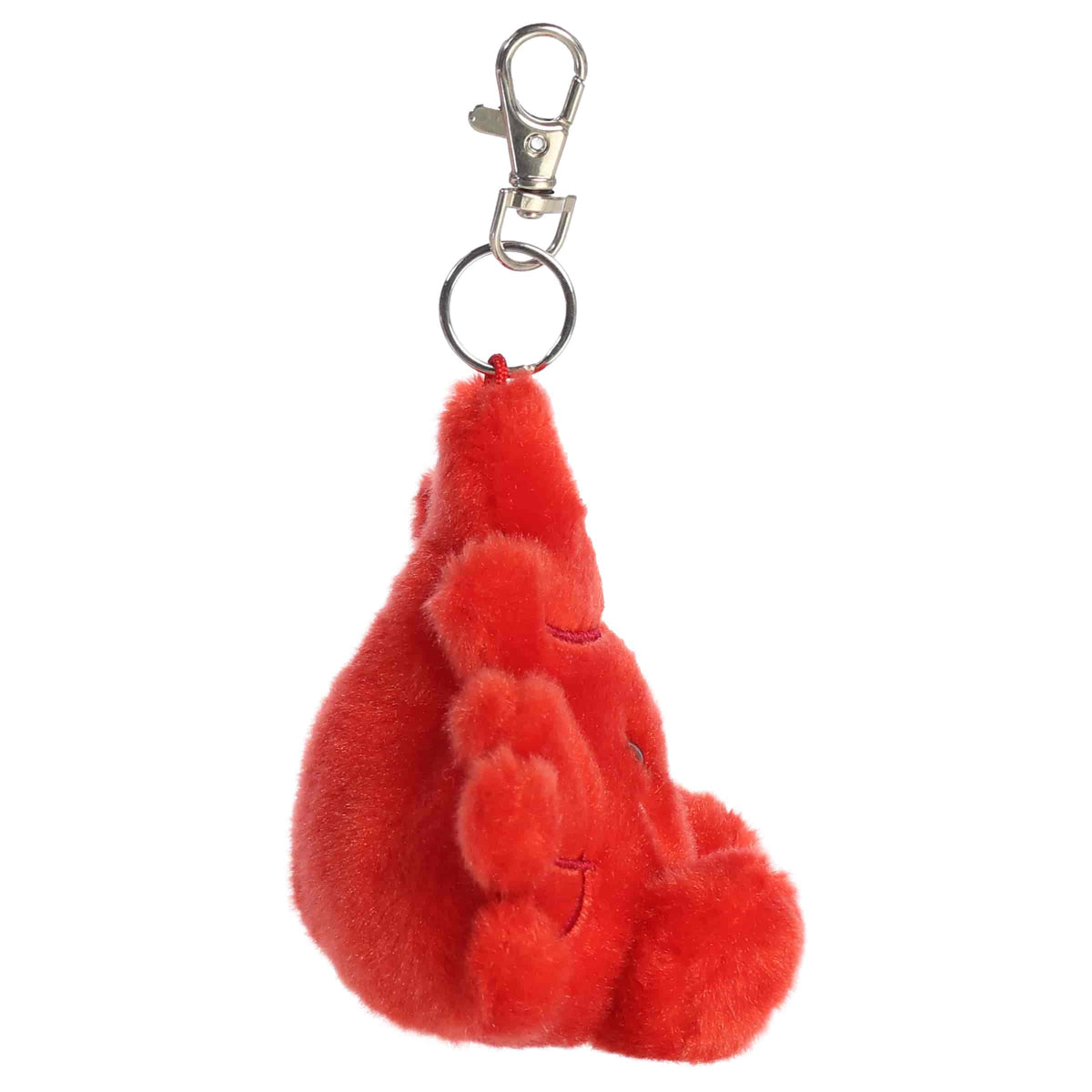 Aurora Palm Pals Fall Maple Leaf plush clip-on featuring deep red fur, embroidered rosy cheeks, stitched leaf patterns, and a silver swivel clip.