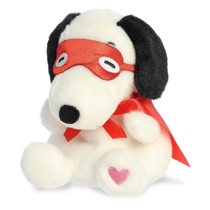 Angled view of Aurora Palm Pals Snoopy Kissing Bandit plush