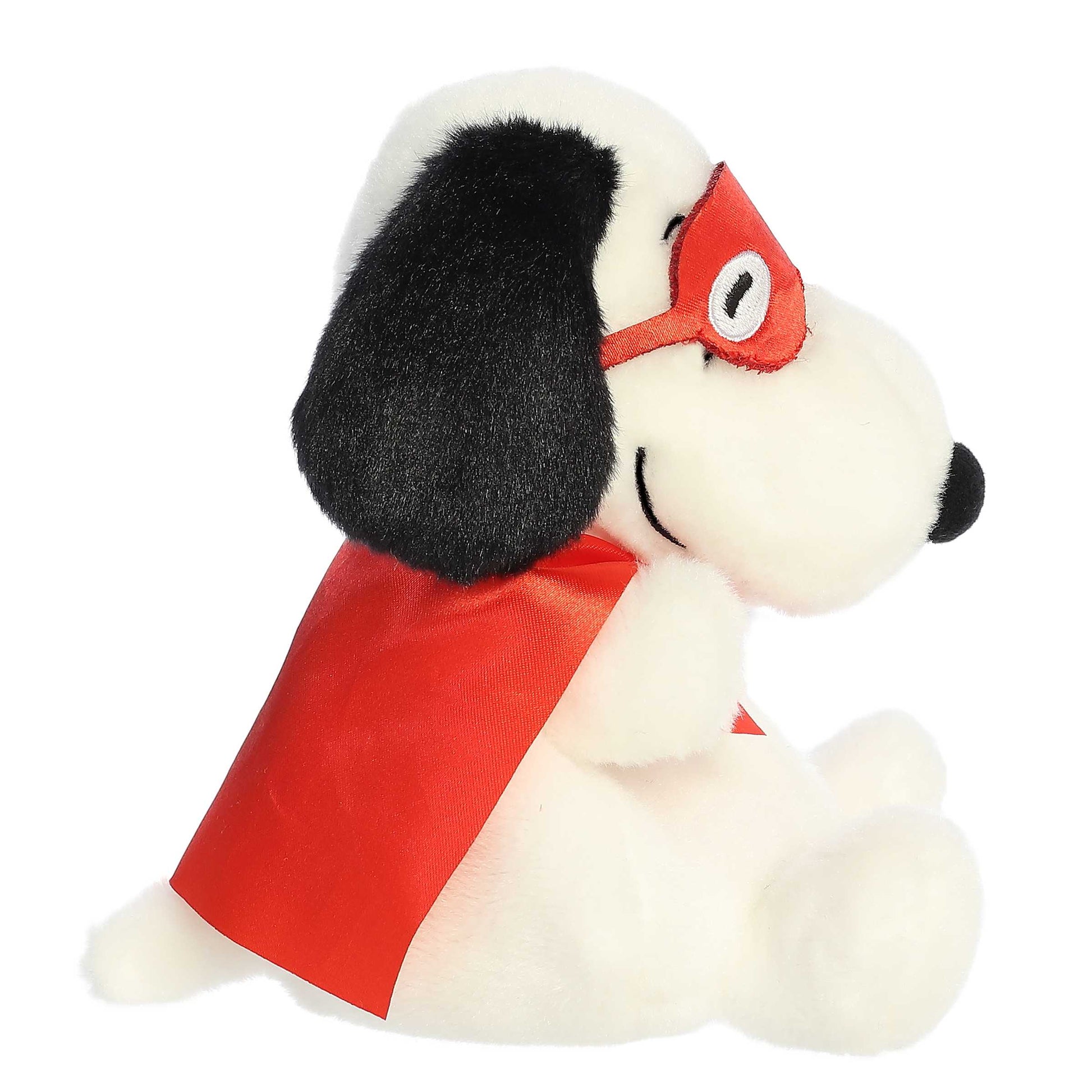 Side view of Aurora Palm Pals Snoopy Kissing Bandit plush