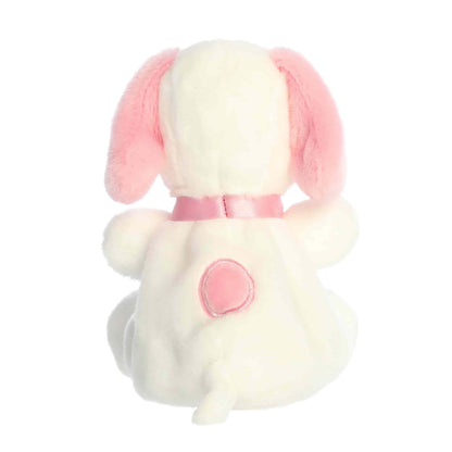Back view of Aurora Palm Pals Peanuts Snoopy Pink & White Valentine's Day plush