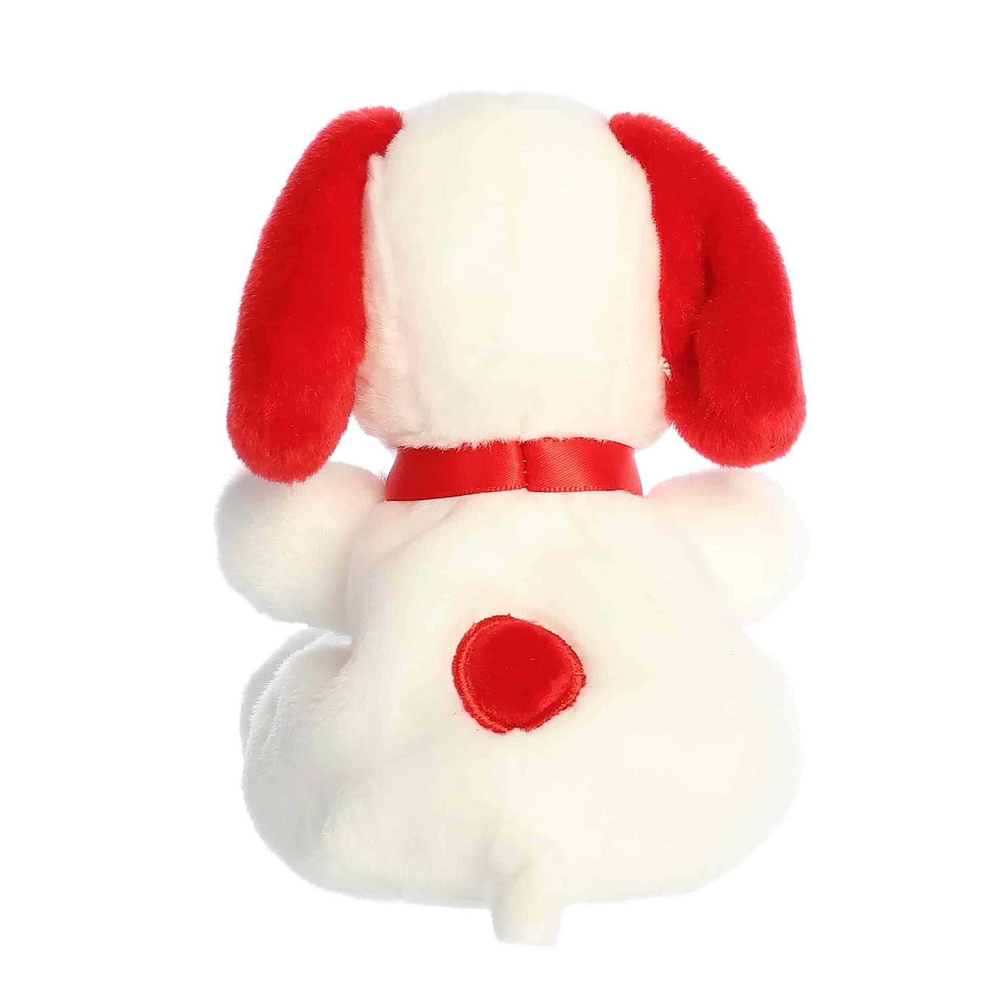 Back view of Aurora Palm Pals Peanuts Snoopy Red & White Valentine's Day plush