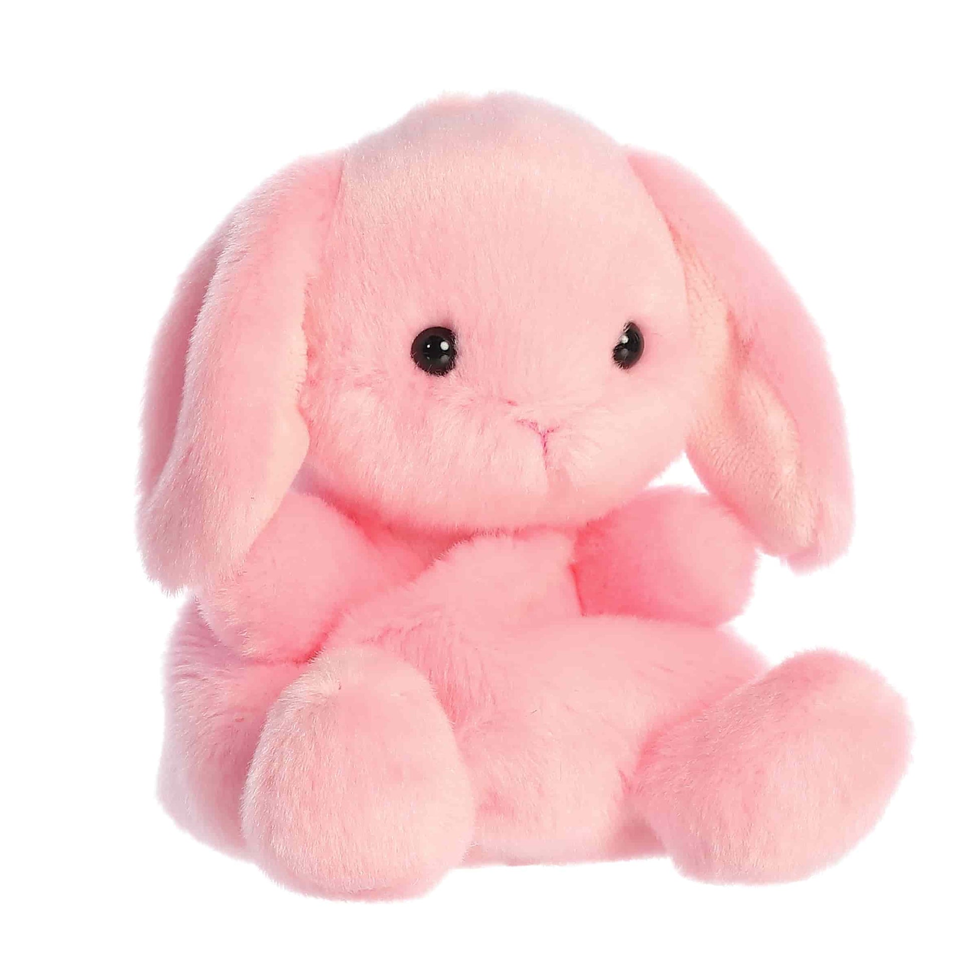 Angled view of Aurora Palm Pals Petal Pink Lop Bunny.