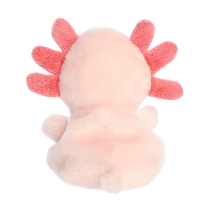Aurora Palm Pals Precious Moments plush featuring Lottie the pink axolotl with signature teardrop eyes.