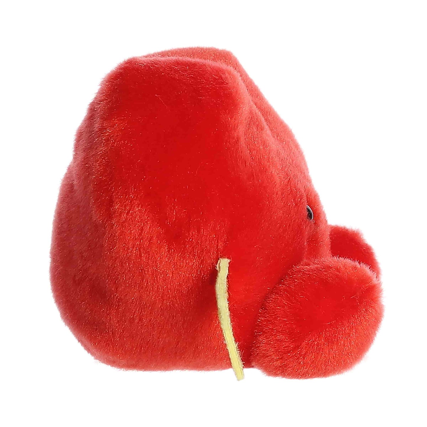 Side view of Aurora Palm Pals Romeo Cupid Heart, a small 5-inch red plush heart. 