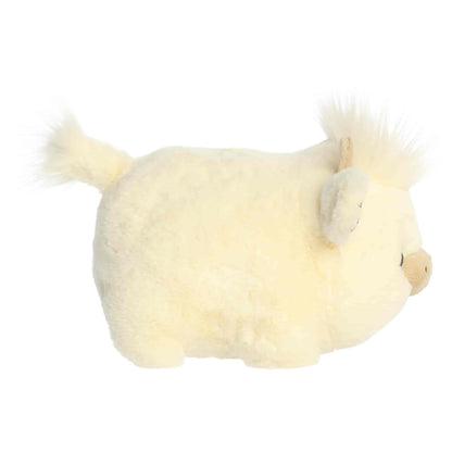 Aurora Spudsters Holly Highland Cow cream plush stuffed toy with festive plaid horns and ears.