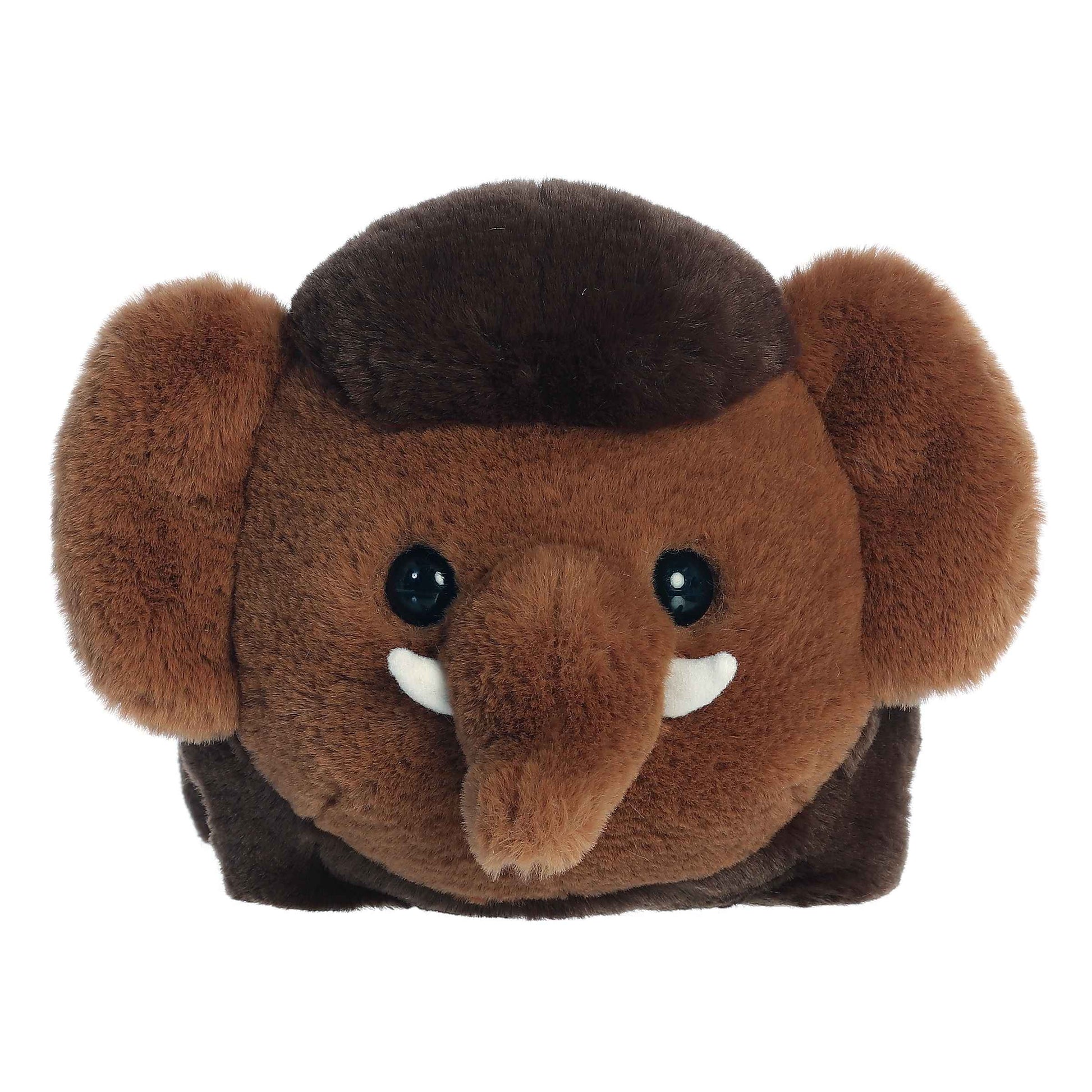 Aurora Spudsters Mumford Wooly Mammoth 10″ plush toy with fuzzy brown fur and soft tusks - face