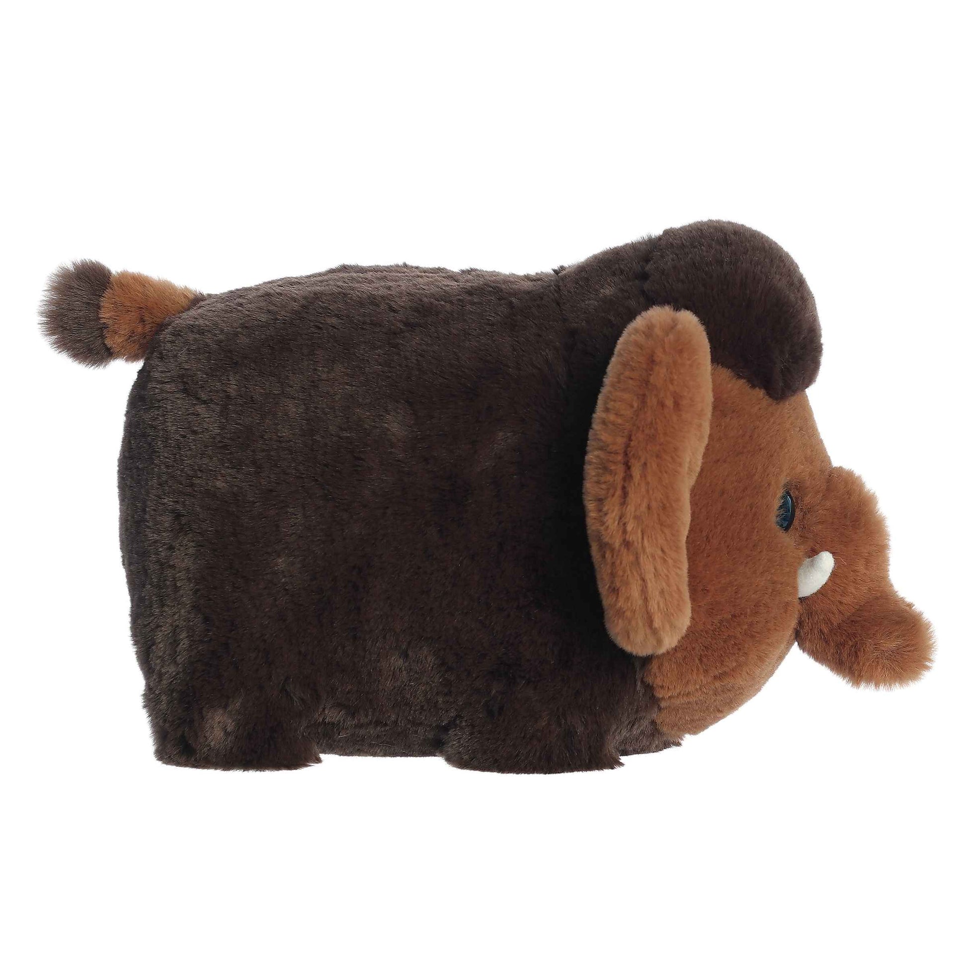 Aurora Spudsters Mumford Wooly Mammoth 10″ plush toy with fuzzy brown fur and soft tusks - Side
