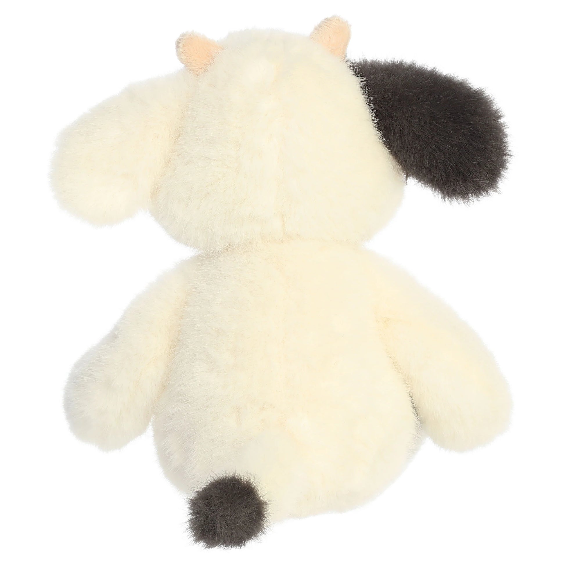 Aurora The Thicket Tales 12-inch Clover Cow plush toy featuring soft eggshell fur, dark spots, and delicate pink ears.
