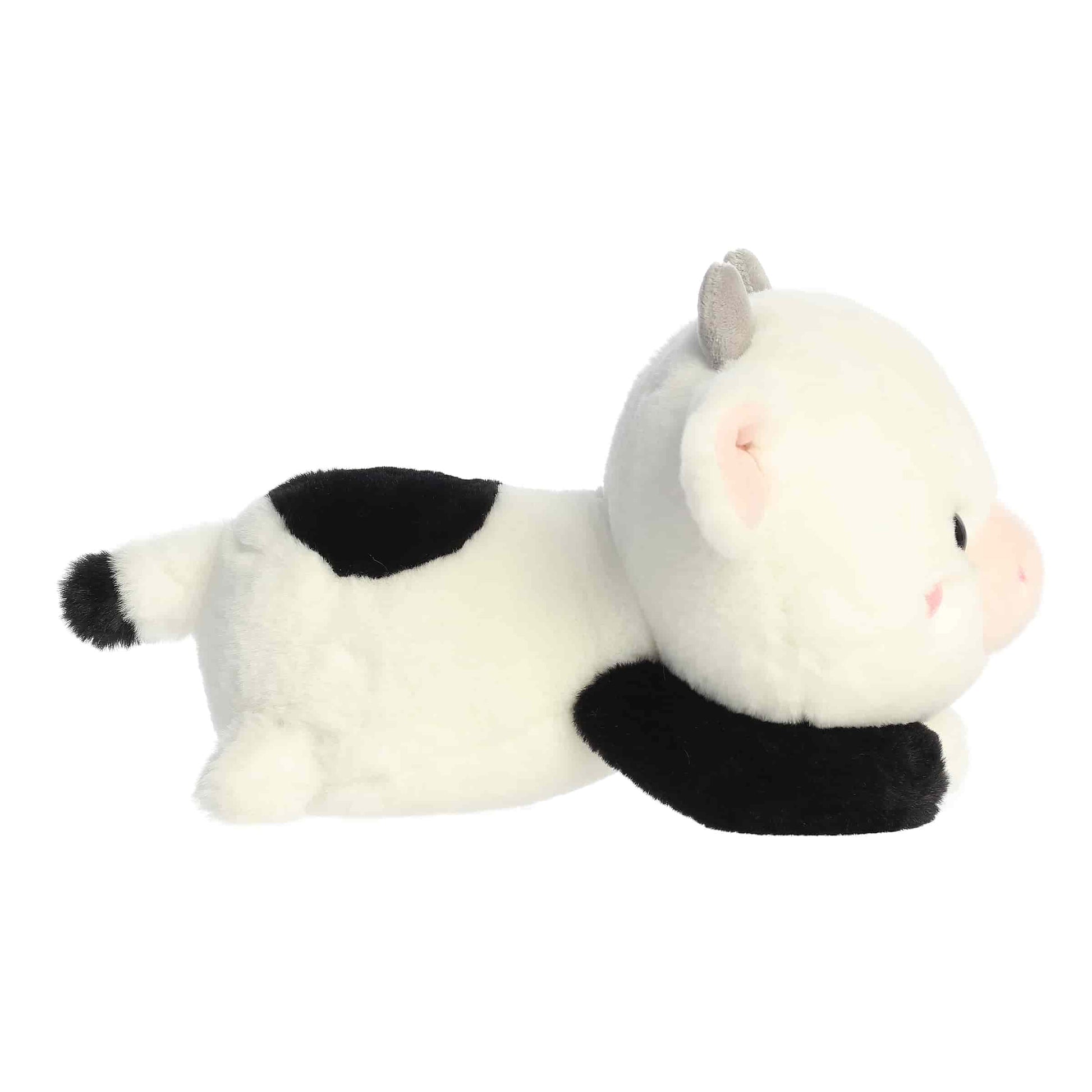 Side view of Aurora Too Cute Cayce Cow 9-inch plush soft toy
