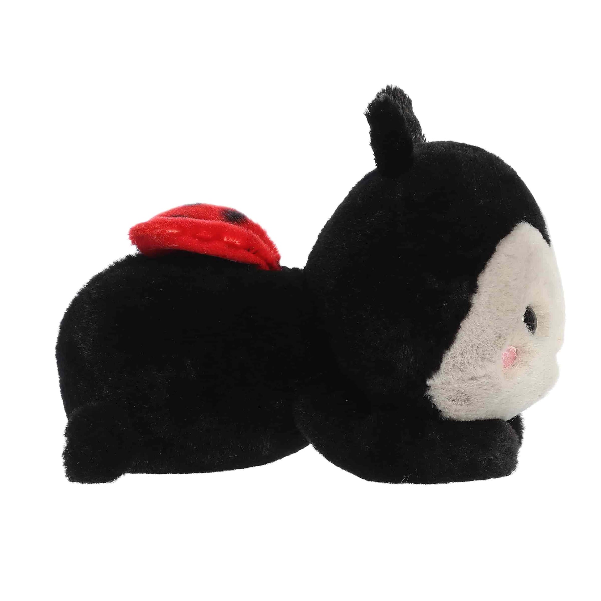 Side view of Aurora Too Cute Laney Ladybug 9-inch plush soft toy