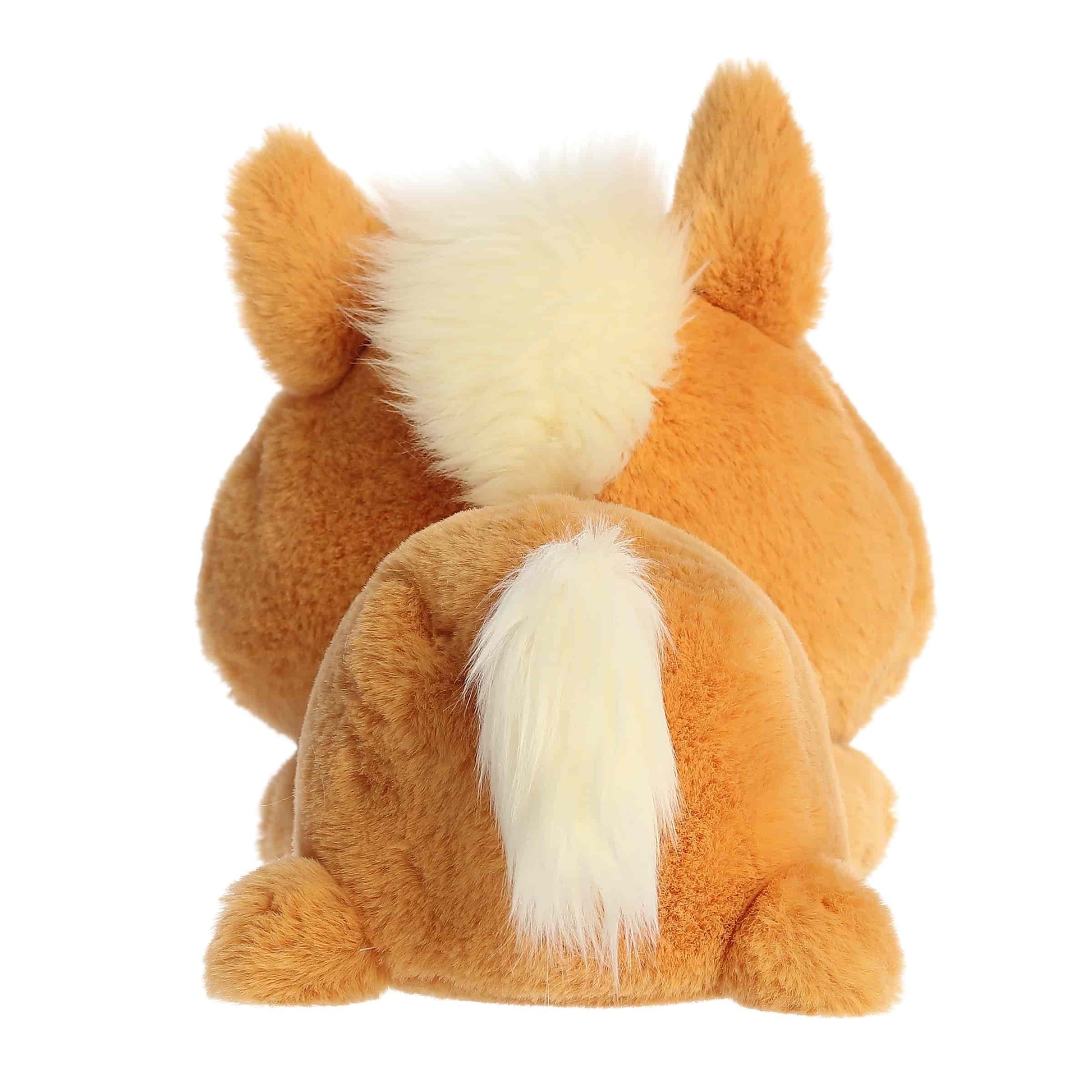 Back view of Aurora Too Cute Polli Palomino plush horse