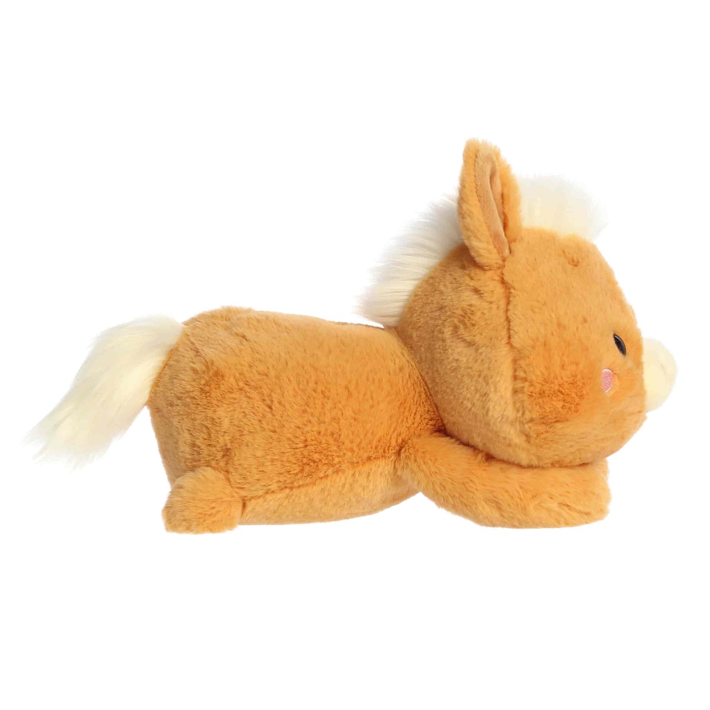 Side view of Aurora Too Cute Polli Palomino plush horse