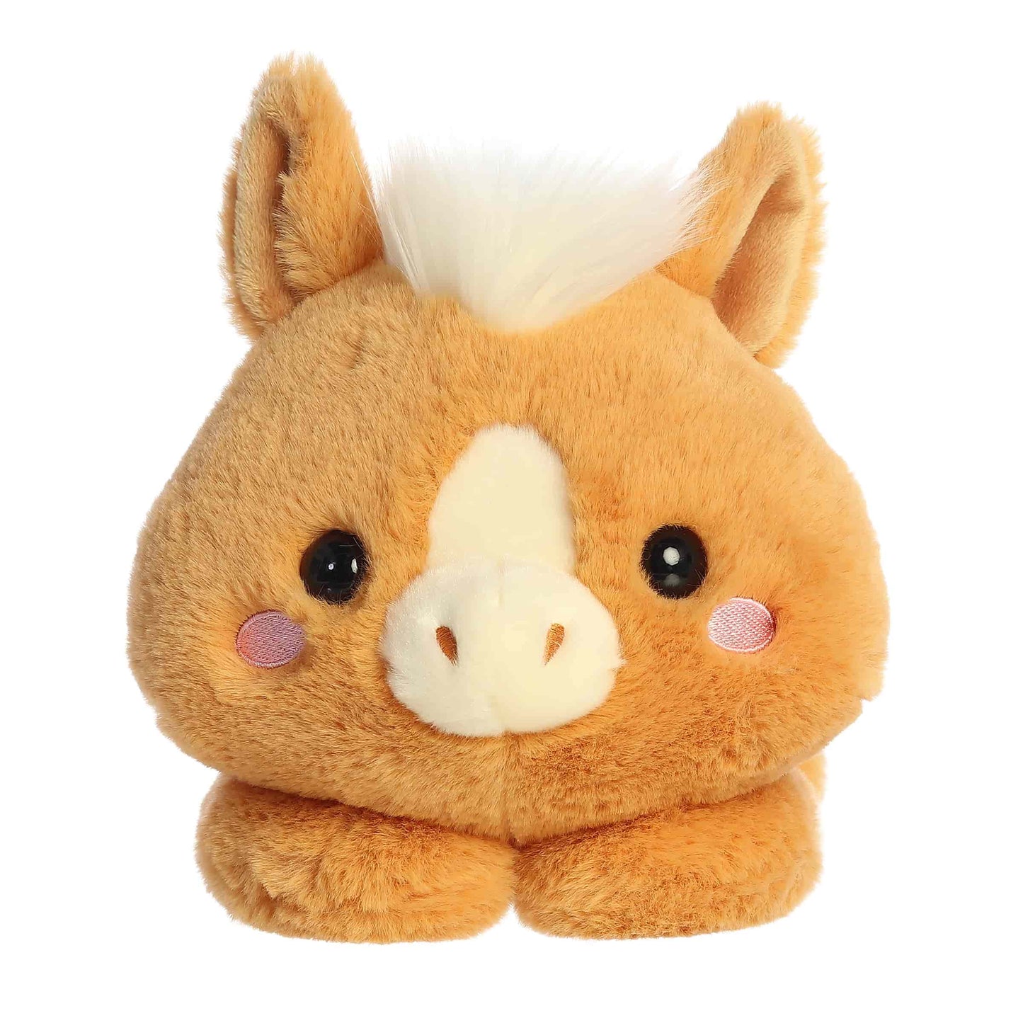Front view of Aurora Too Cute Polli Palomino plush horse