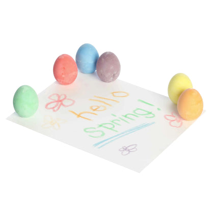 Aurora Toys 2.25-Inch Egg Chalk set featuring six vibrant egg-shaped chalk pieces in a brown egg carton.