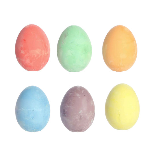 Aurora Toys 2.25-Inch Egg Chalk set featuring six vibrant egg-shaped chalk pieces in a brown egg carton.