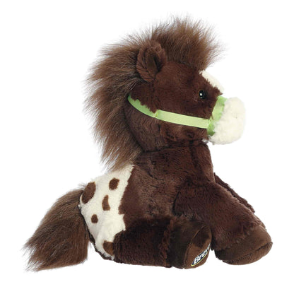 Aurora World Breyer Bridle Buddies Blanket Appaloosa 9-Inch plush featuring brown coat, spotted pattern, and green halter.