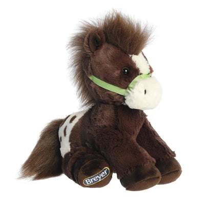 Aurora World Breyer Bridle Buddies Blanket Appaloosa 9-Inch plush featuring brown coat, spotted pattern, and green halter.