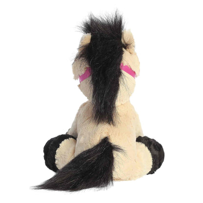 Aurora World Breyer Bridle Buddies Buckskin Horse 8-Inch plush featuring tan coat, black mane, and purple halter.