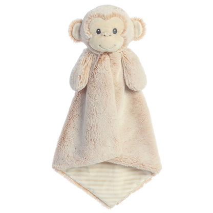 Aurora World Ebba Cuddlers Luvster Marlow Monkey 16-Inch plush featuring a stuffed head, soft peach-toned fur body, and striped underbelly blanket design.