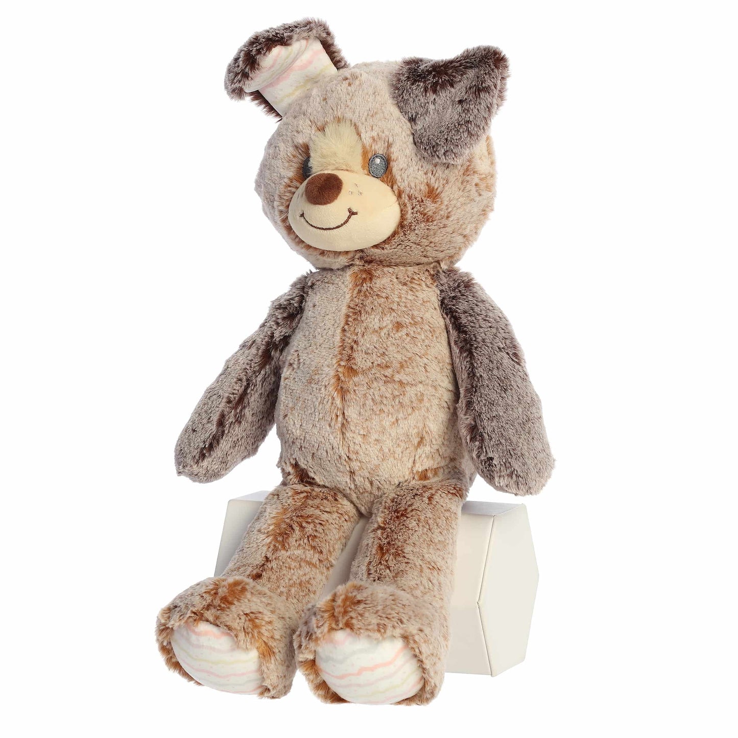 Aurora World Ebba Cuddlers Perri Pup 14-Inch plush featuring two-toned brown fur, floppy ears, and patterned footpads.