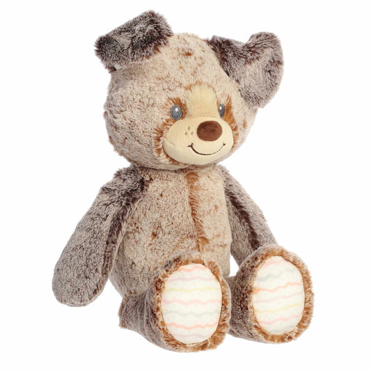 Aurora World Ebba Cuddlers Perri Pup 14-Inch plush featuring two-toned brown fur, floppy ears, and patterned footpads.