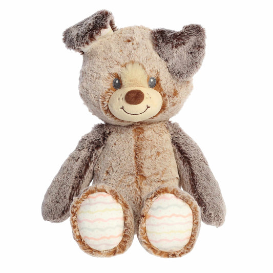 Aurora World Ebba Cuddlers Perri Pup 14-Inch plush featuring two-toned brown fur, floppy ears, and patterned footpads.