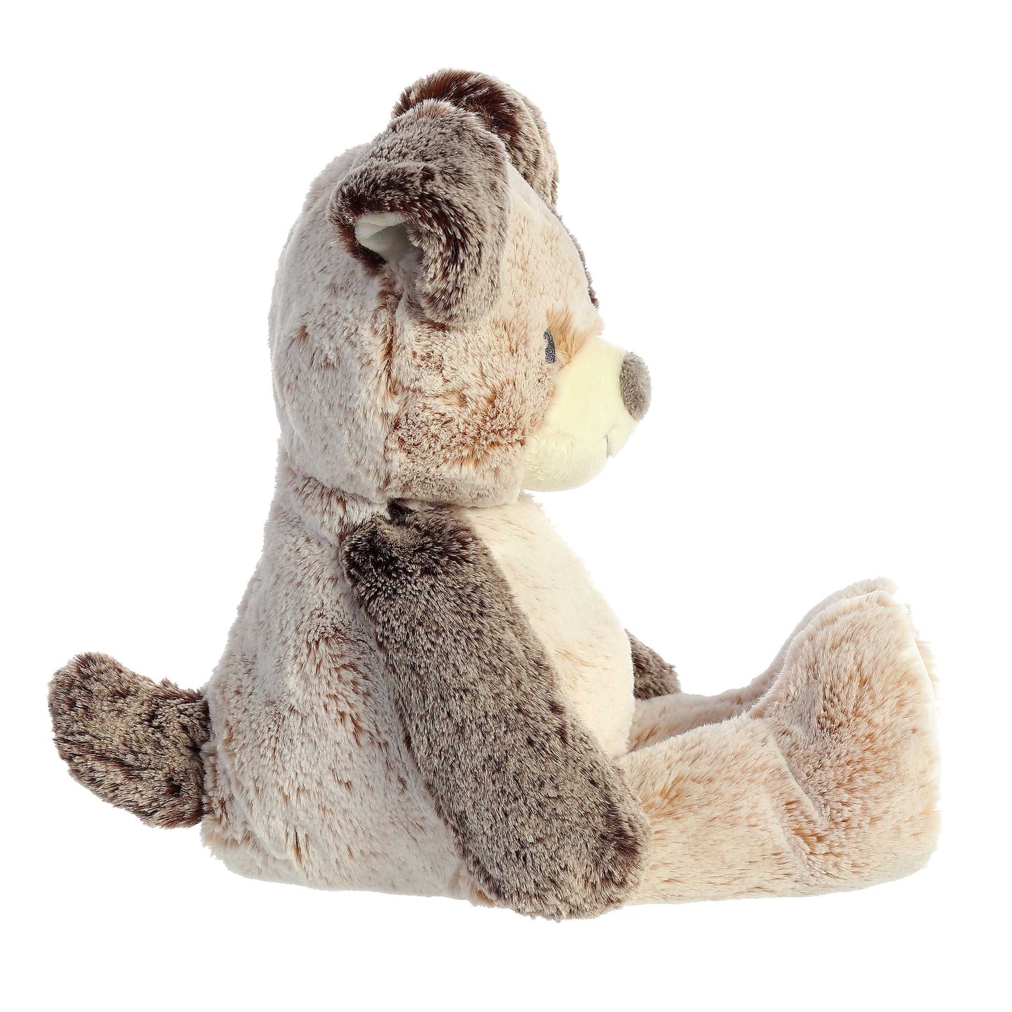 Aurora World Ebba Cuddlers Pocko Puppy 14-Inch plush featuring two-toned brown fur, a puppy eye patch, and striped footpads.