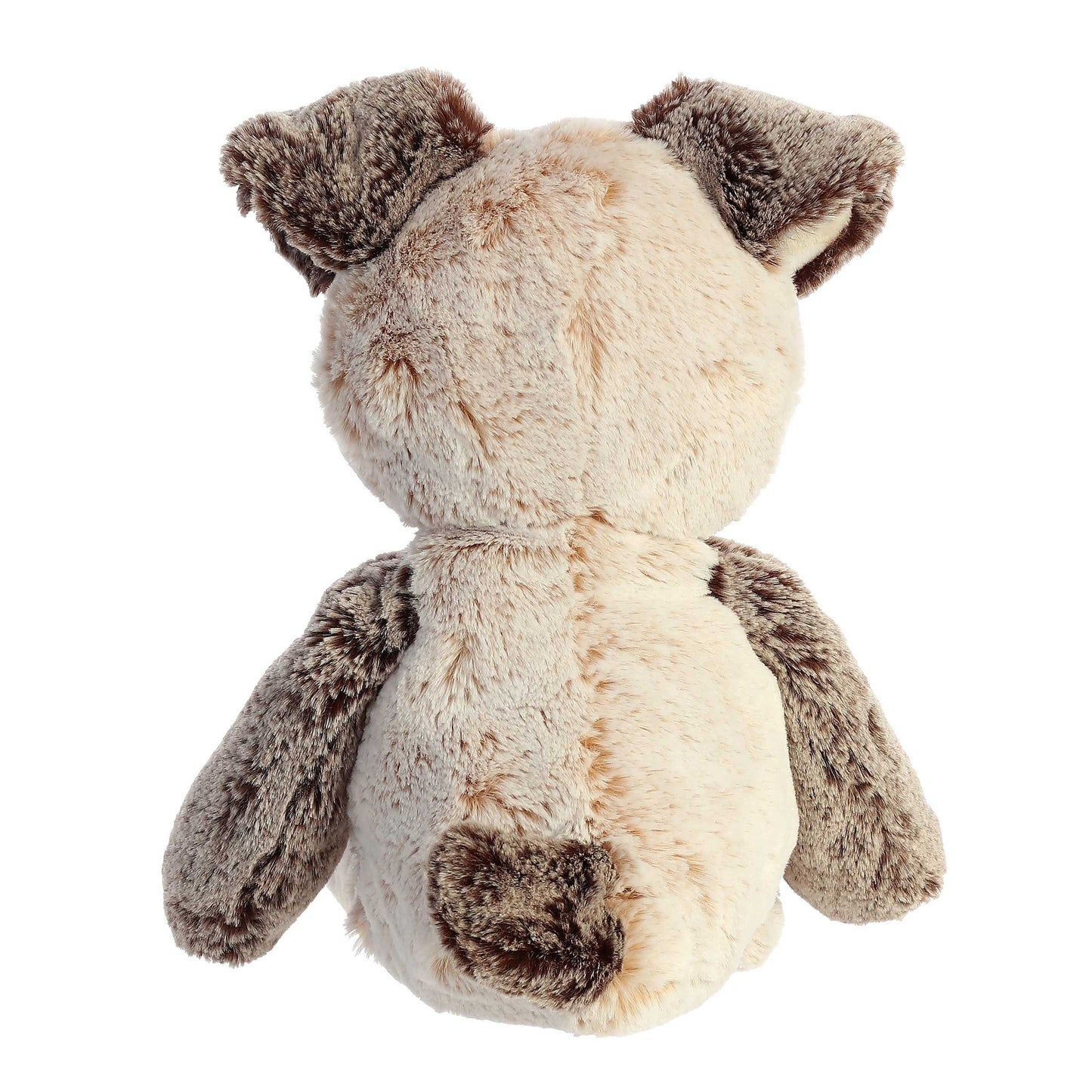 Aurora World Ebba Cuddlers Pocko Puppy 14-Inch plush featuring two-toned brown fur, a puppy eye patch, and striped footpads.