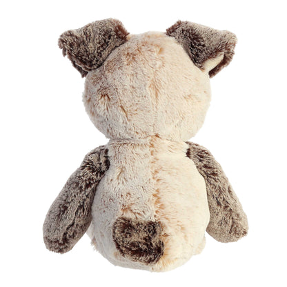 Aurora World Ebba Cuddlers Pocko Puppy 14-Inch plush featuring two-toned brown fur, a puppy eye patch, and striped footpads.