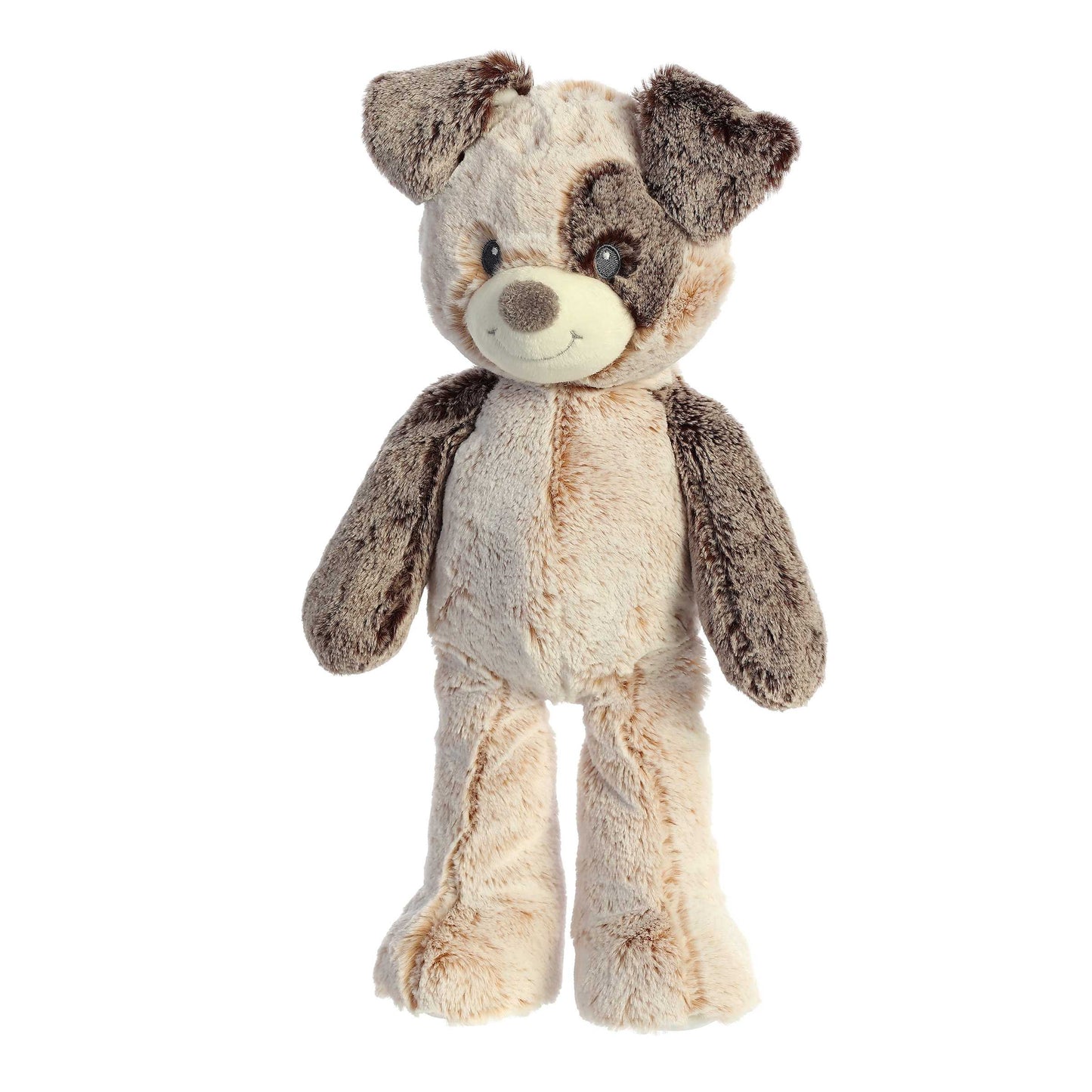 Aurora World Ebba Cuddlers Pocko Puppy 14-Inch plush featuring two-toned brown fur, a puppy eye patch, and striped footpads.