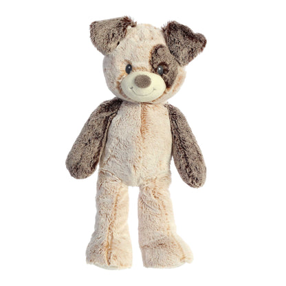 Aurora World Ebba Cuddlers Pocko Puppy 14-Inch plush featuring two-toned brown fur, a puppy eye patch, and striped footpads.