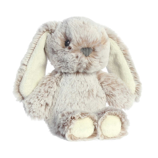 Aurora World Ebba Cuddlers Rattle Bree Bunny 6.5-Inch plush featuring soft speckled fur, long ears, and a built-in rattle.